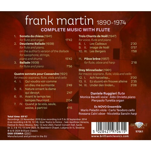 Brilliant Classics MARTIN: COMPLETE MUSIC WITH FLUTE