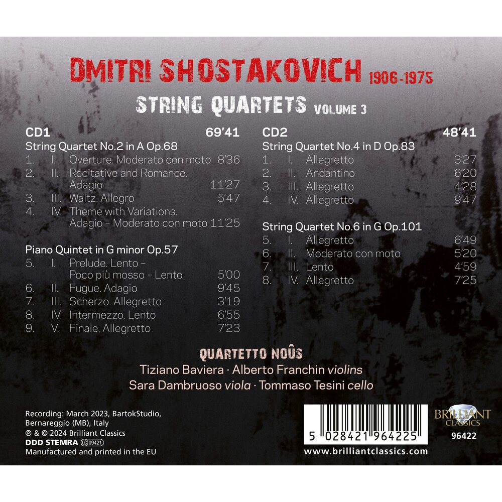 Brilliant Classics SHOSTAKOVICH: STRING QUARTETS, VOLUME 3 (2CD)
