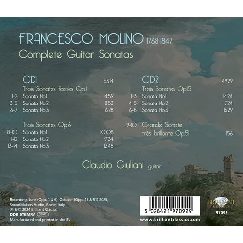 Brilliant Classics MOLINO: COMPLETE GUITAR SONATAS (2CD)