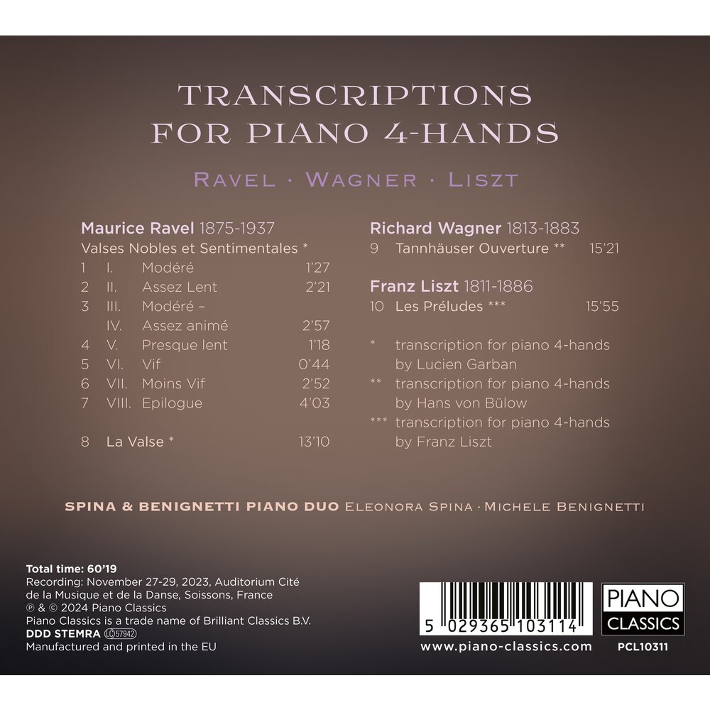 Piano Classics TRANSCRIPTIONS FOR PIANO 4-HANDS: RAVEL, WAGNER &