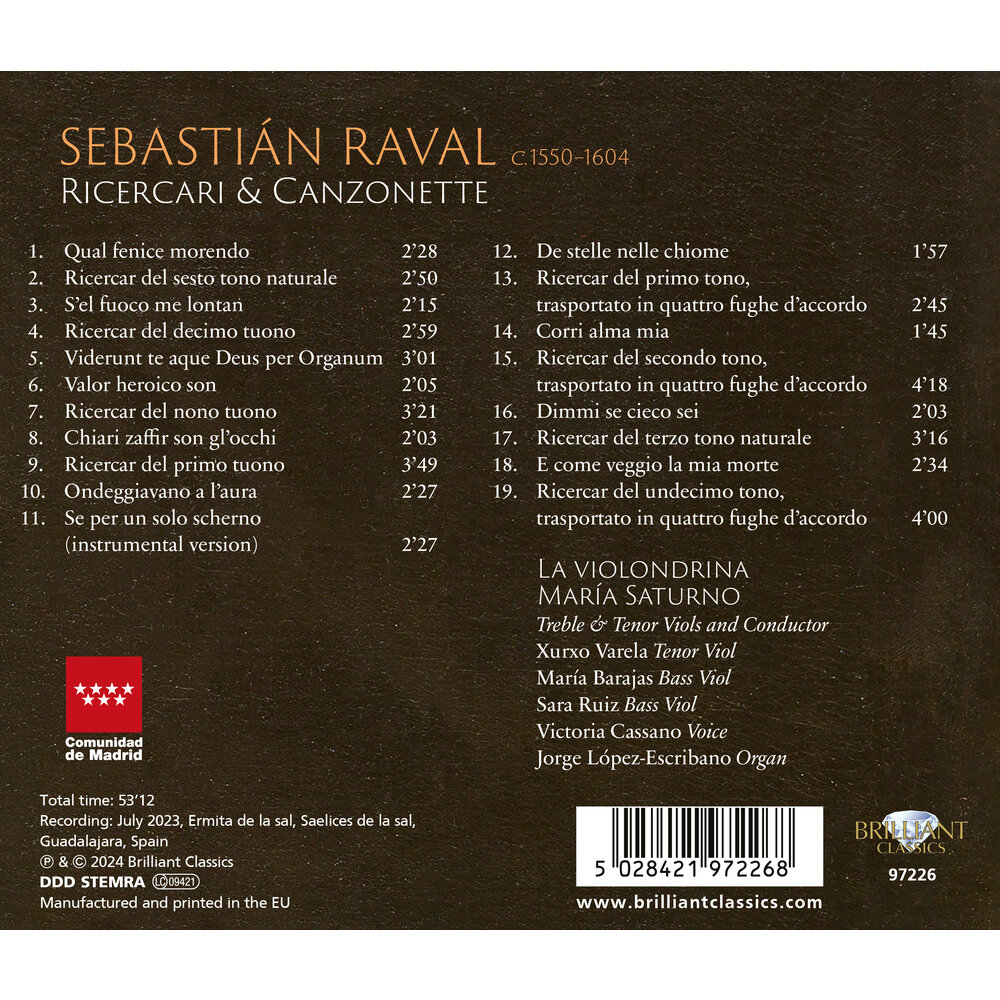 Brilliant Classics RAVAL: RICERCARI & CANZONETTE