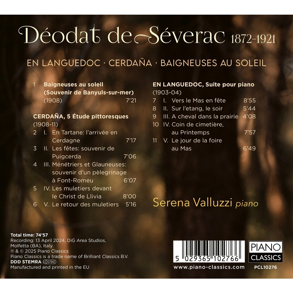 Piano Classics DE SÉVERAC: EN LANGUEDOC, CERDANA, BAIGNEUSES AU SOLEIL