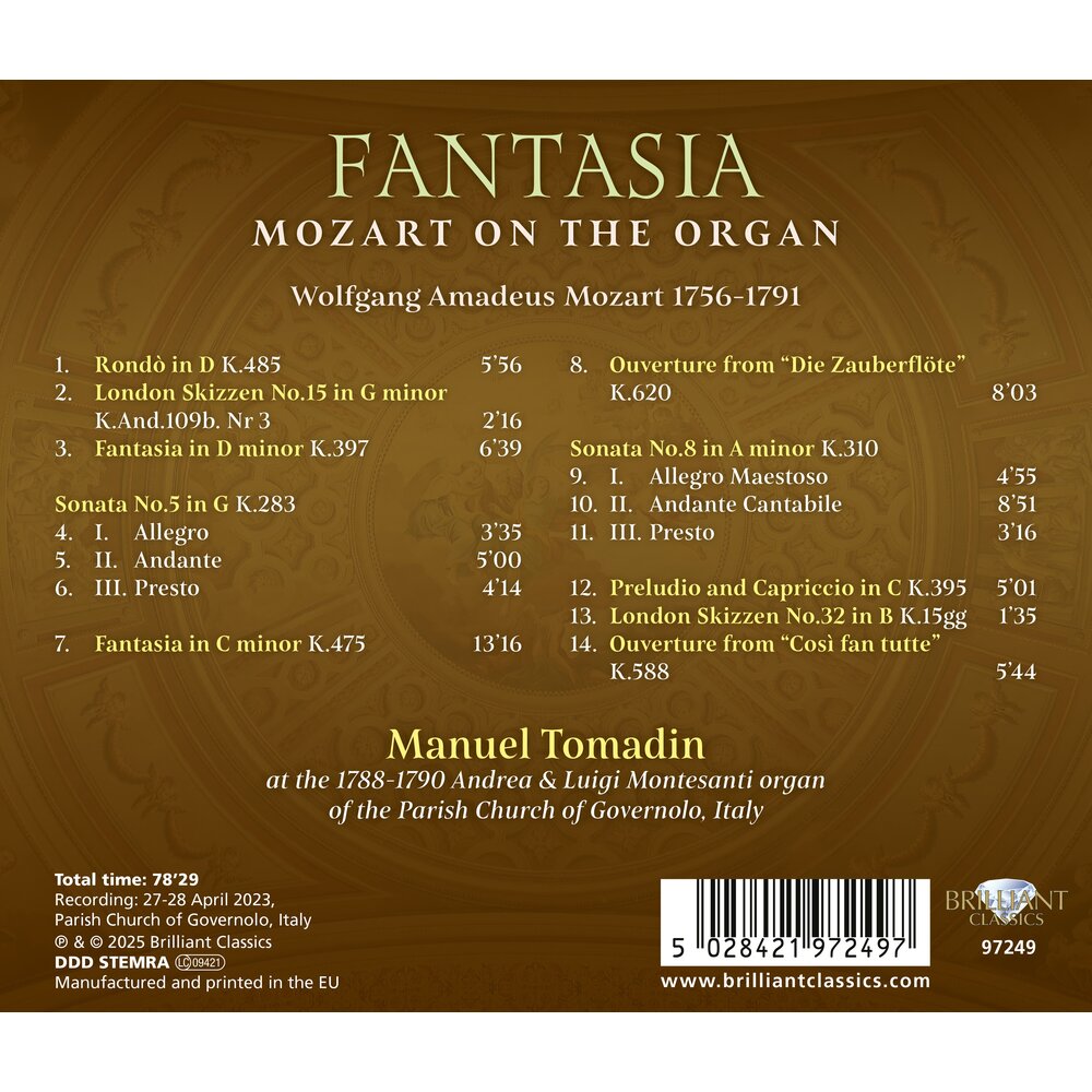 Brilliant Classics FANTASIA: MOZART ON THE ORGAN