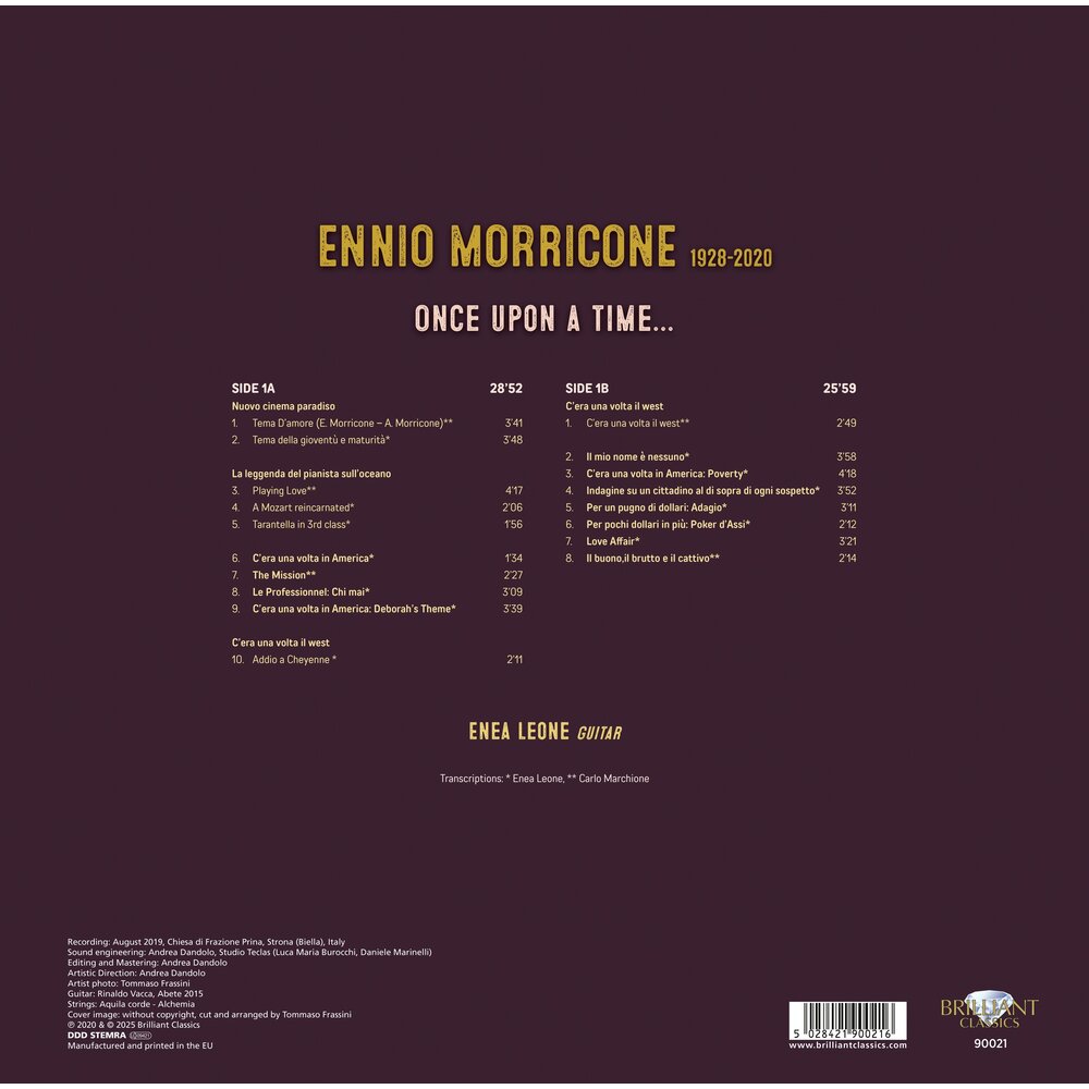 Brilliant Classics MORRICONE: ONCE UPONE A TIME, ARRANGEMENTS FOR GUITAR (1LP Vinyl)