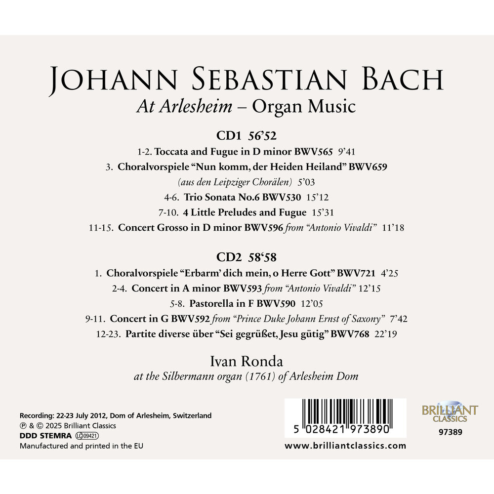 Brilliant Classics J.S. BACH: AT ARLESHEIM (2CD)
