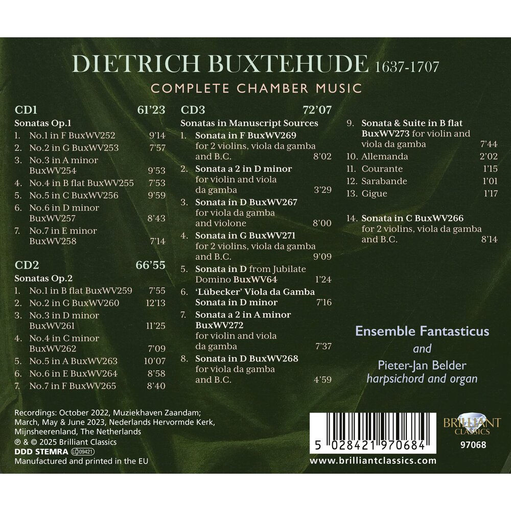 Brilliant Classics BUXTEHUDE: COMPLETE CHAMBER MUSIC (3CD)
