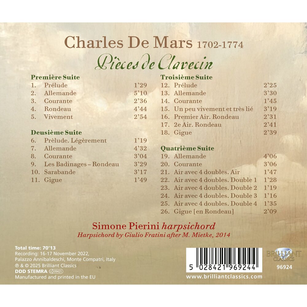 Brilliant Classics DE MARS: PIÈCES DE CLAVECIN