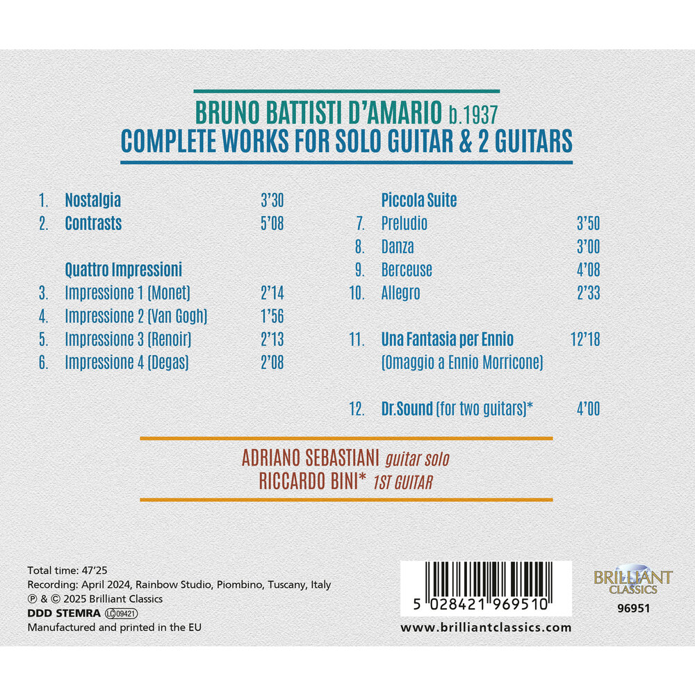 Brilliant Classics D'AMARIO: COMPLETE WORKS FOR SOLO GUITAR & 2 GUITARS