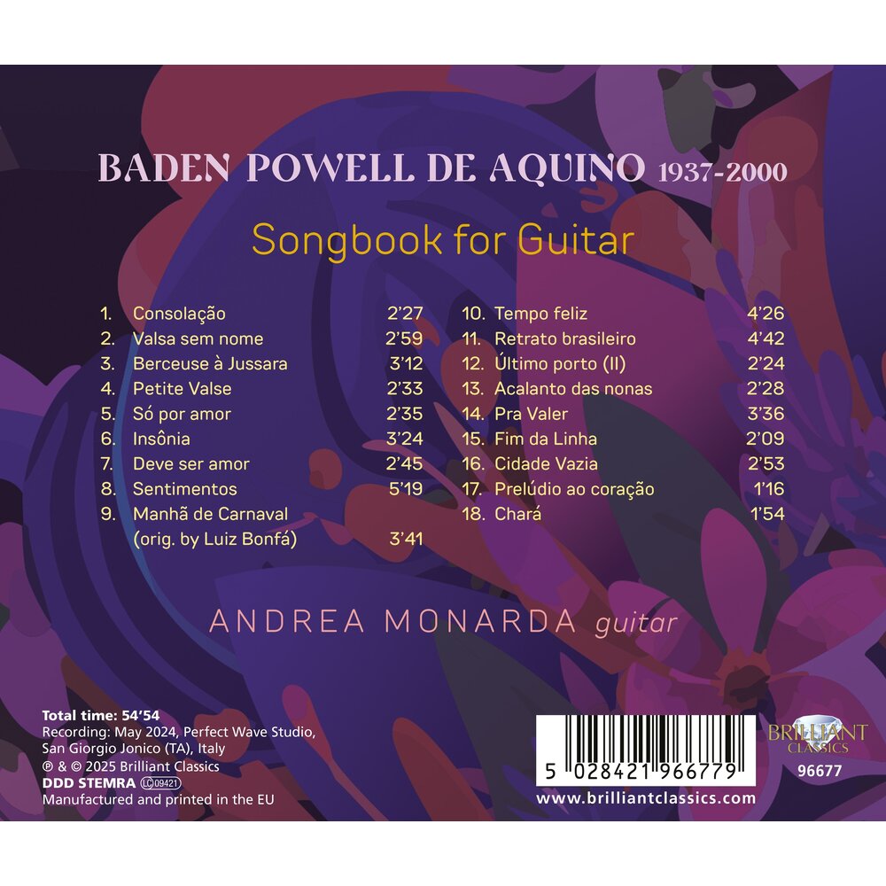 Brilliant Classics BADEN POWEL DE AQUINO: SONGBOOK FOR GUITAR
