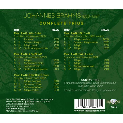Brilliant Classics BRAHMS: COPMLETE TRIOS (2CD)