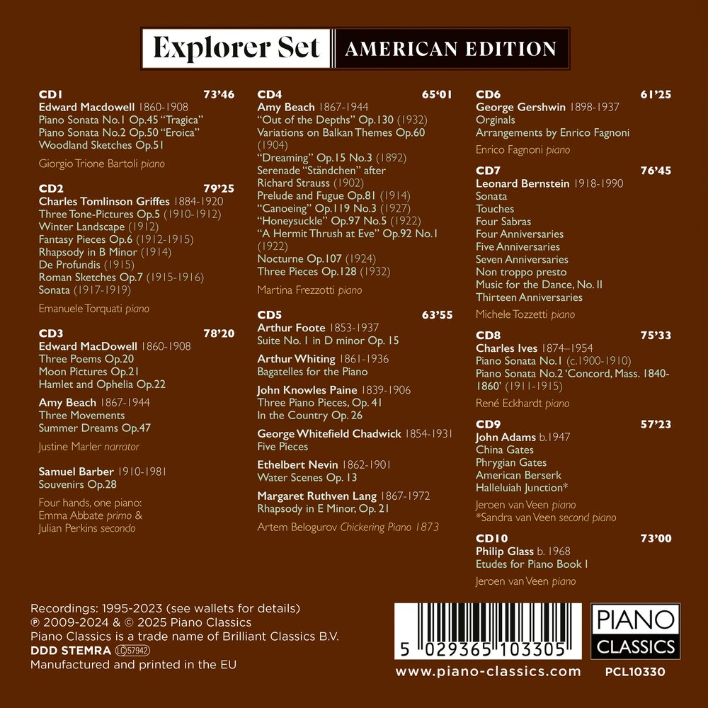 Piano Classics EXPLORER SET: AMERICAN EDITION (10CD)