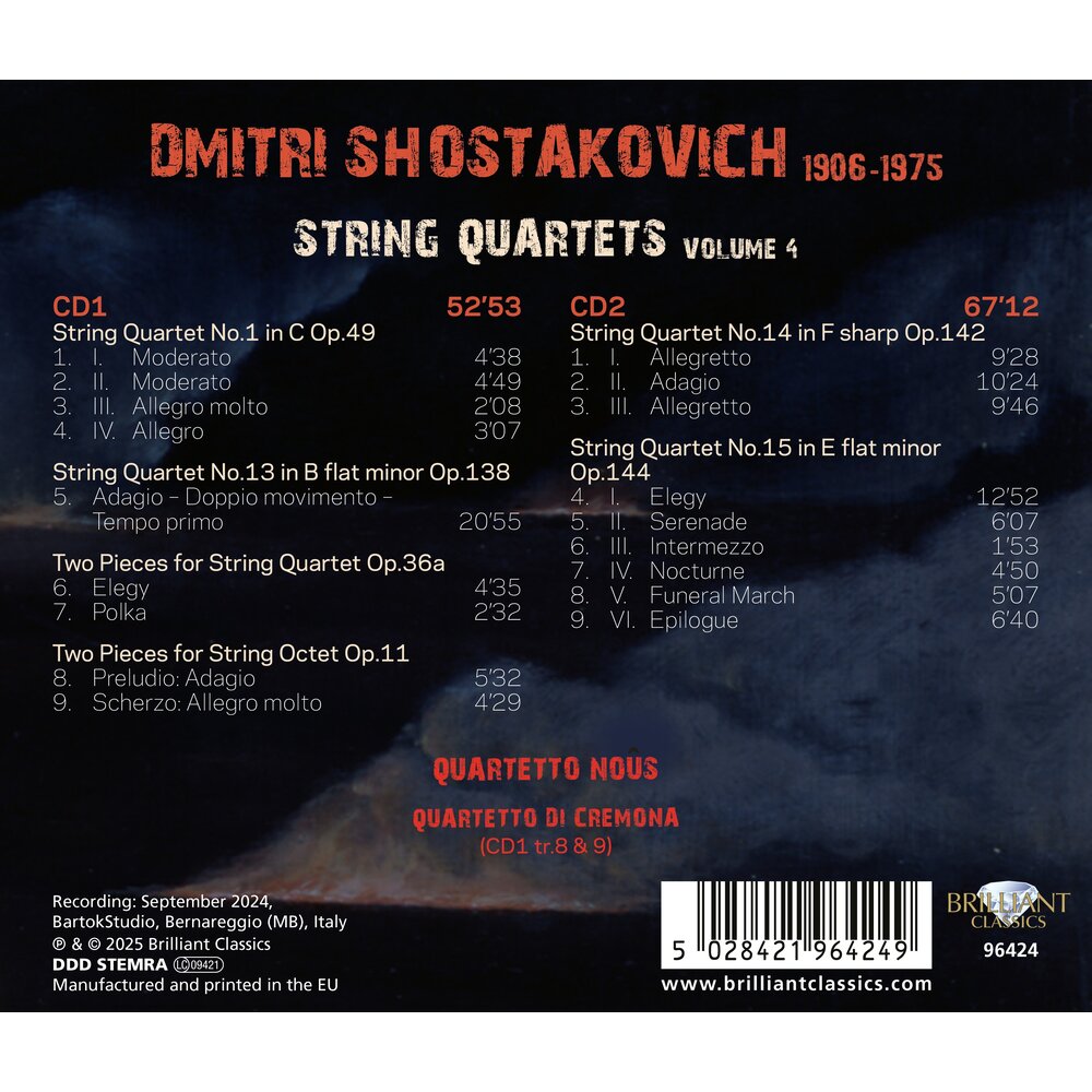 Brilliant Classics SHOSTAKOVICH: STRING QUARTETS, VOLUME 4 (2CD)