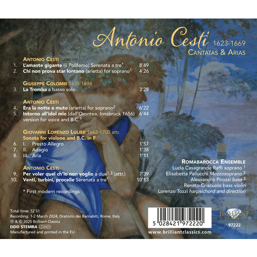 Brilliant Classics CESTI: CANTATAS & ARIAS
