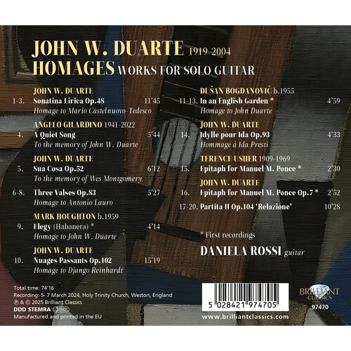 Brilliant Classics DUARTE: HOMAGES, WORKS FOR GUITAR SOLO