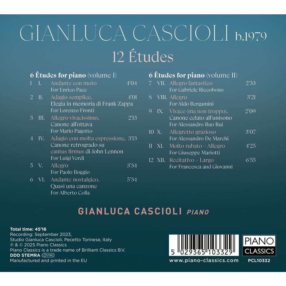 Piano Classics CASCIOLI: 12 ÉTUDES