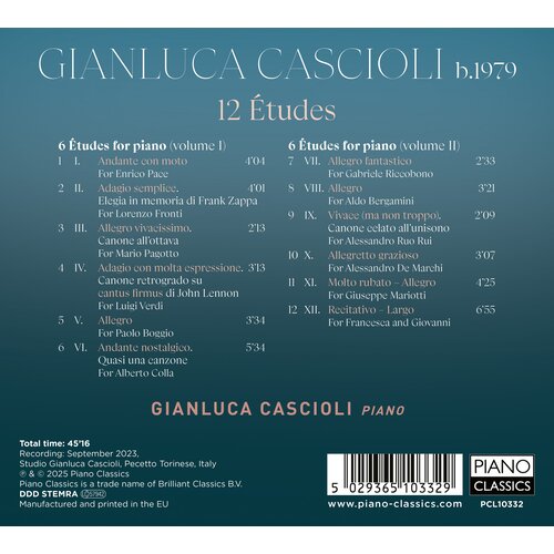Piano Classics CASCIOLI: 12 ÉTUDES
