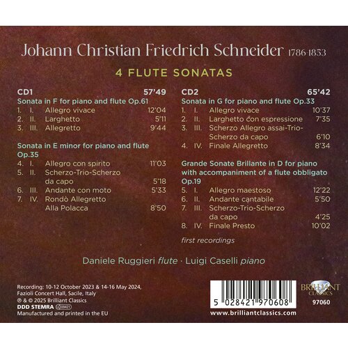 Brilliant Classics SCHNEIDER: 4 FLUTE SONATAS (2CD)