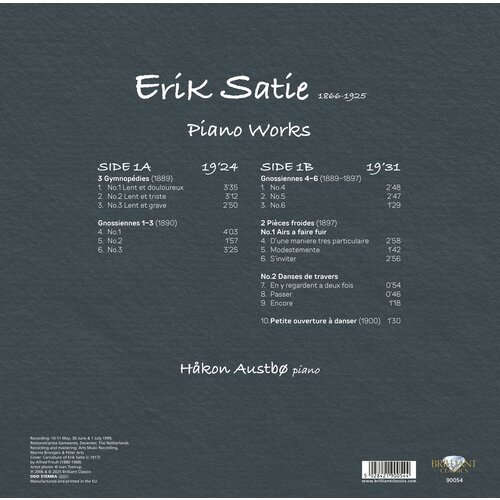 Brilliant Classics SATIE: PIANO WORKS (LP)