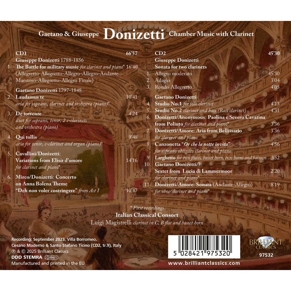 Brilliant Classics GAETANO & GIUSEPPE DONIZETTI: CHAMBER MUSIC WITH CLARINET (2DC)