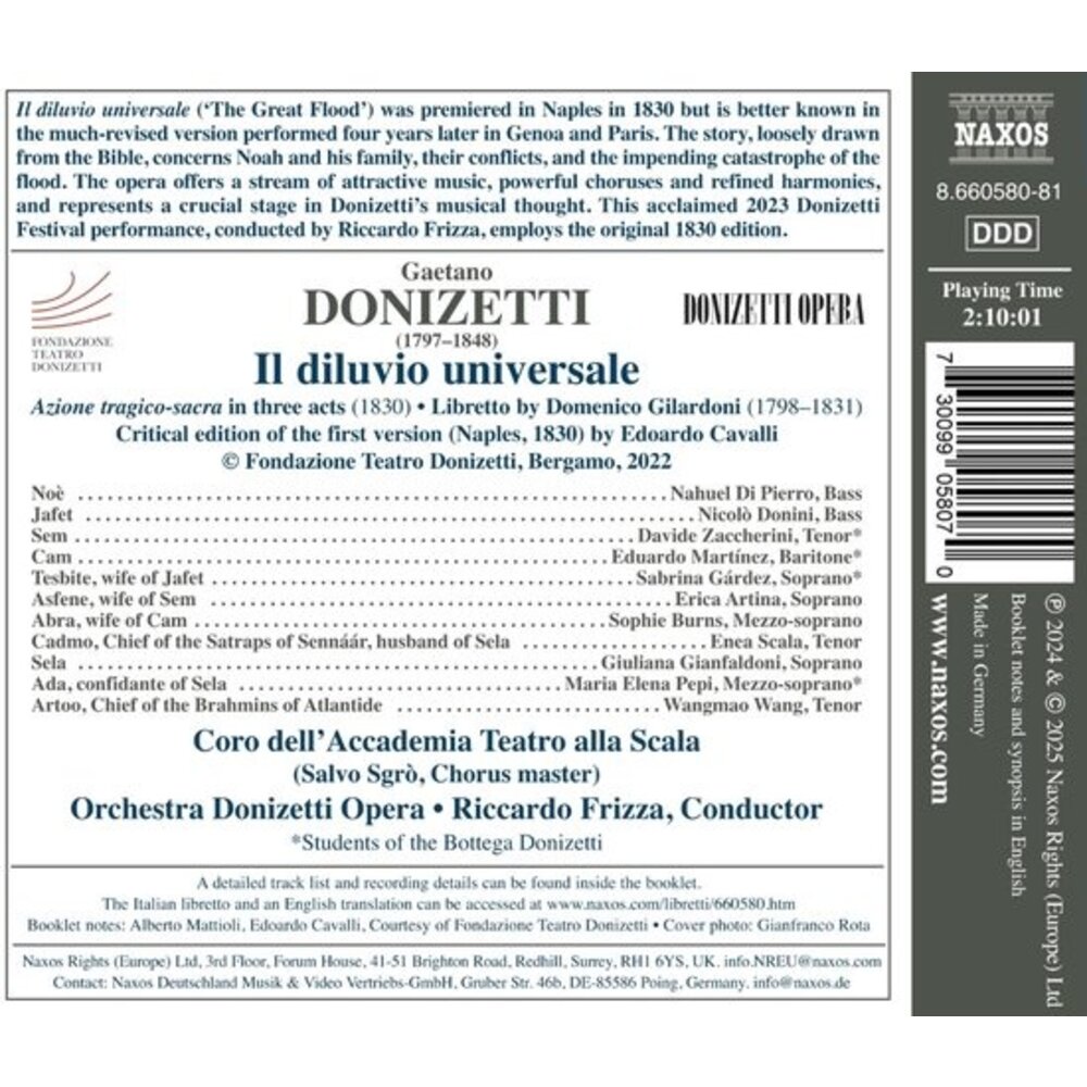 Naxos DONIZETTI: IL DILUVIO UNIVERSALE (2CD)