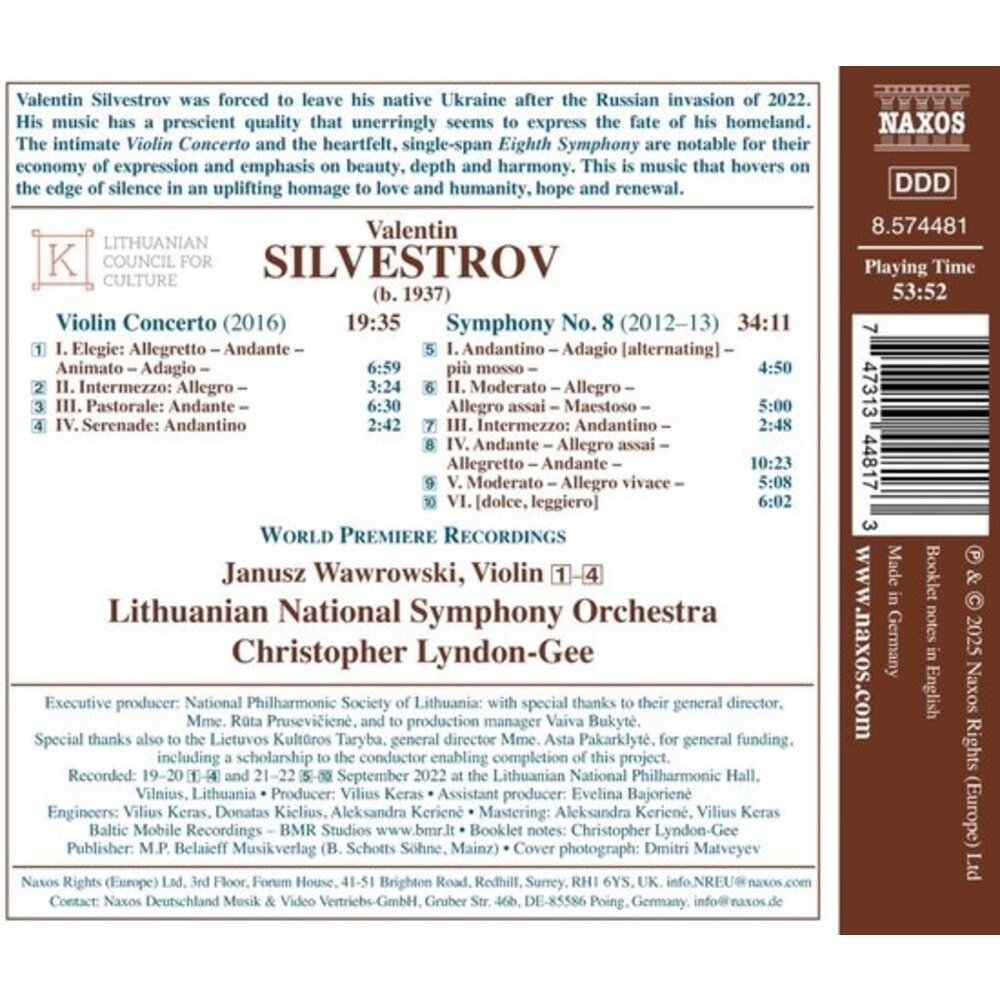 Naxos SILVESTROV: VIOLIN CONCERTO & SYMPHONY NO.8