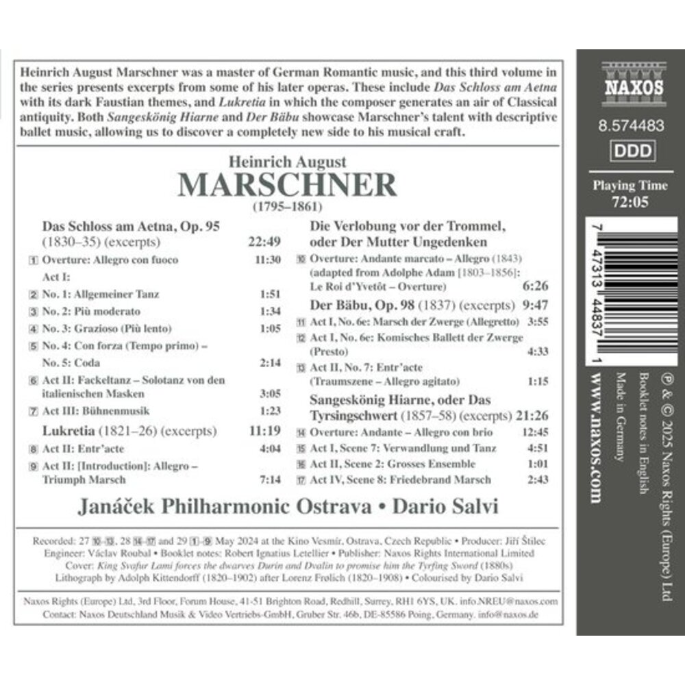 Naxos MARSCHNER: OVERTURES AND STAGE MUSIC, VOL.3