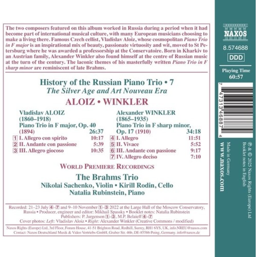 Naxos ALOIZ & WINKLER: HISTORY OF THE RUSSION PIANO TRIO, VOL.7