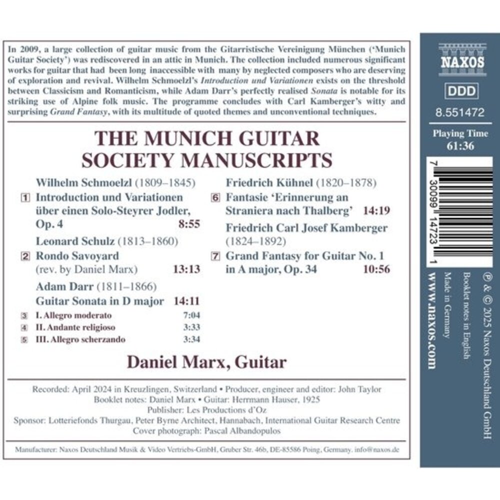 Naxos THE MUNICH GUITAR SOCIETY MANUSCRIPTS