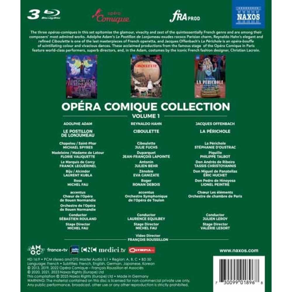 Naxos OPERA COMIQUE COLLECTION, VOL. 1 - LE POSTILLON DE LONJUMEAU, CIBOULETTE & LA PERICHOLE (BLU-RAY)