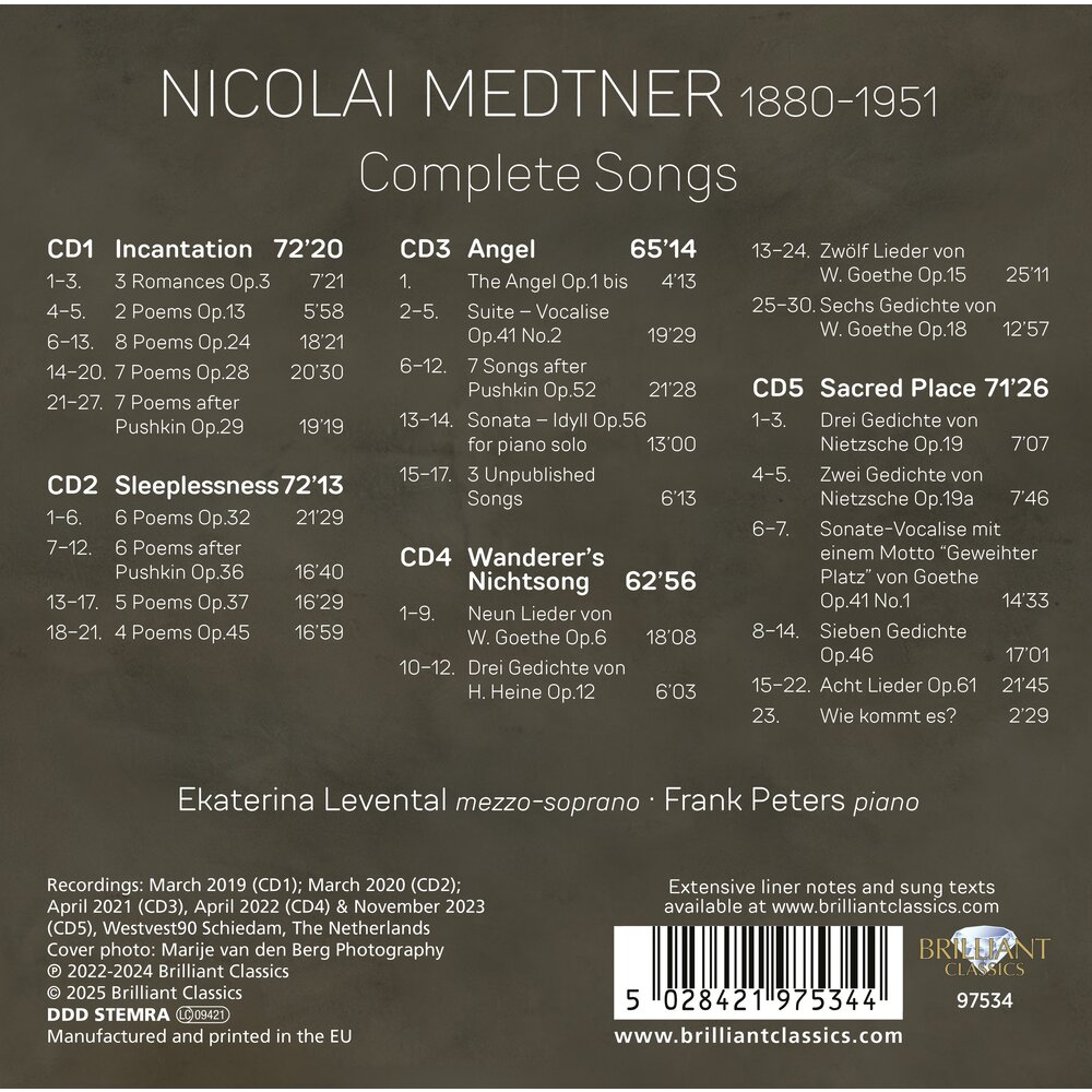 Brilliant Classics MEDTNER: COMPLETE SONGS (5CD)