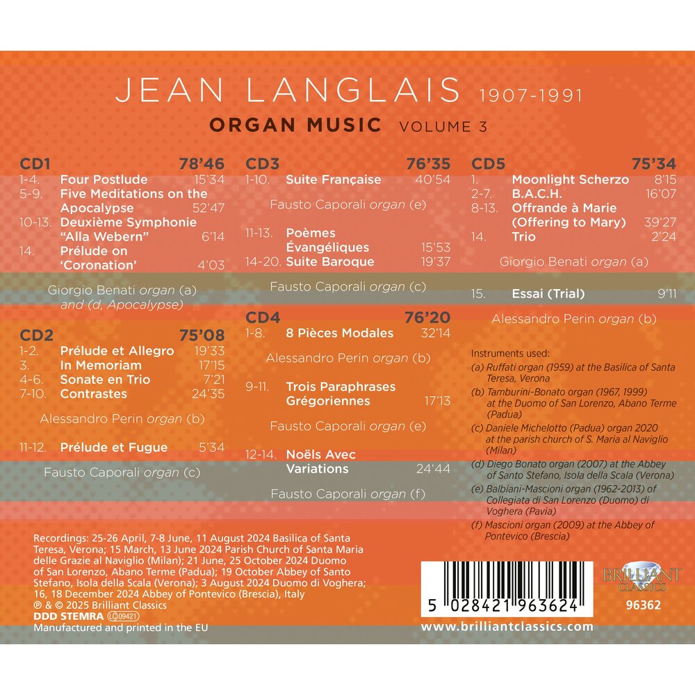 Brilliant Classics LANGLAIS: ORGAN MUSIC, VOL.3 (5CD)