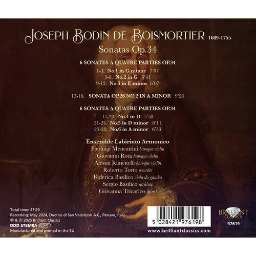 Brilliant Classics BOISMORTIER: SONATAS OP.34