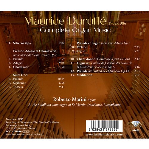Brilliant Classics DURUFLÉ: COMPLETE ORGAN MUSIC