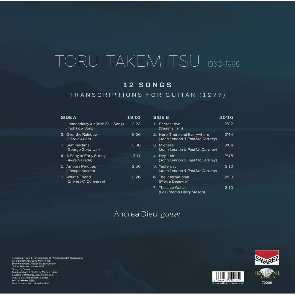 Brilliant Classics TAKEMITSU: 12 SONGS, TRANSCRIPTIONS FOR GUITAR (LP)