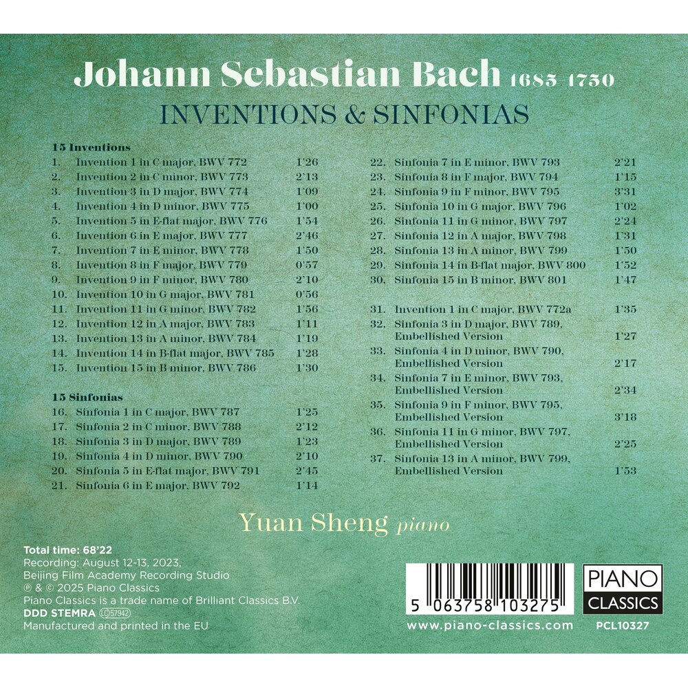 Piano Classics J.S. BACH: INVENTIONS & SINFONIAS