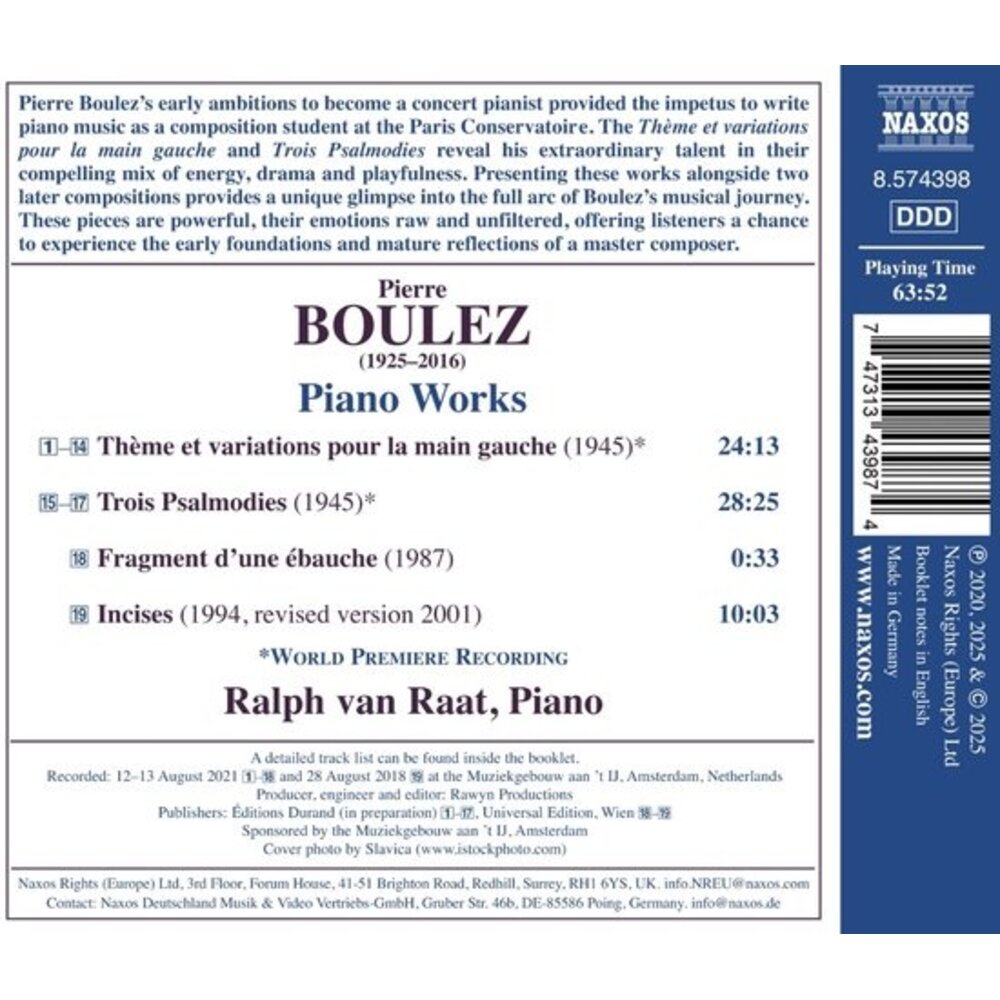 Naxos BOULEZ: PIANO WORKS