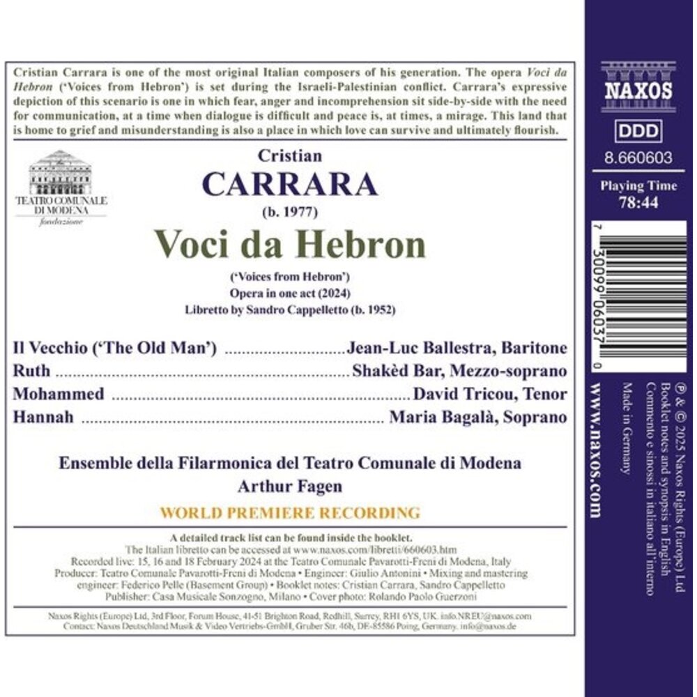 Naxos CARRARA: VOCI DA HEBRON