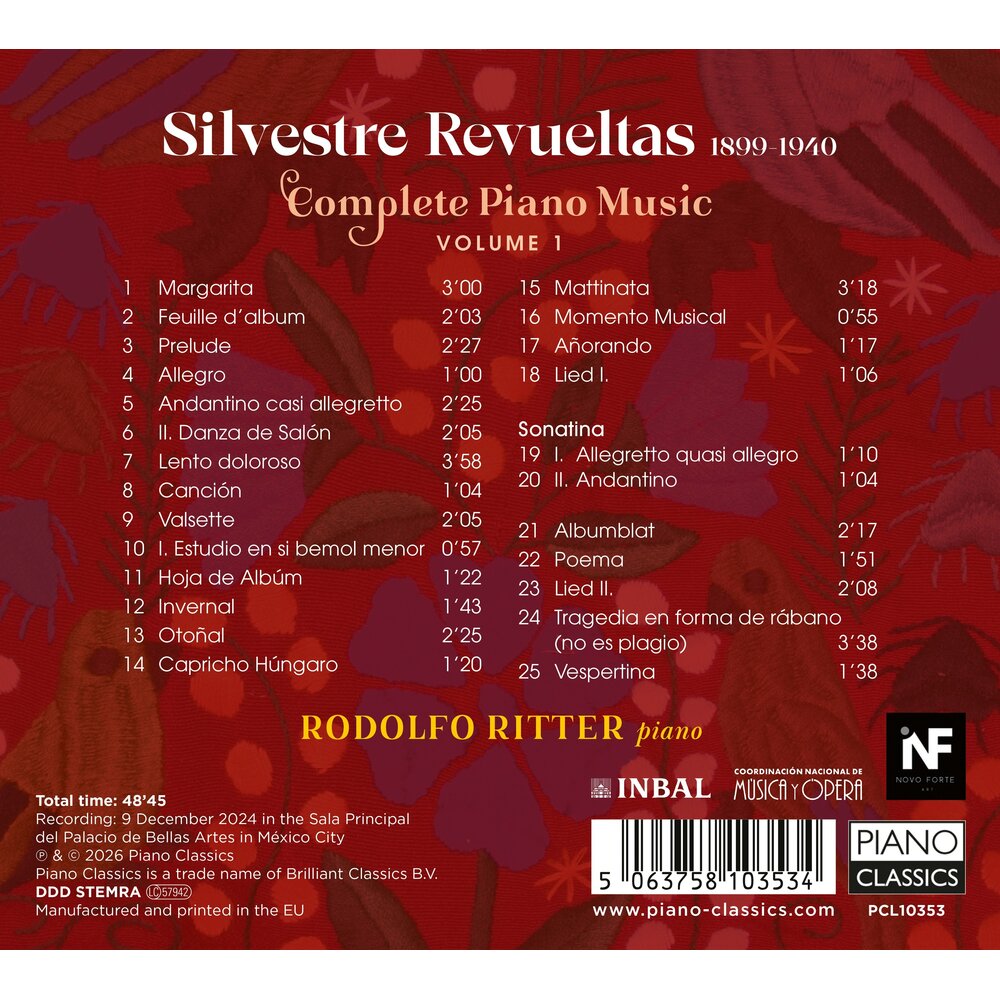 Piano Classics REVUELTAS: COMPLETE PIANO MUSIC, VOL.1