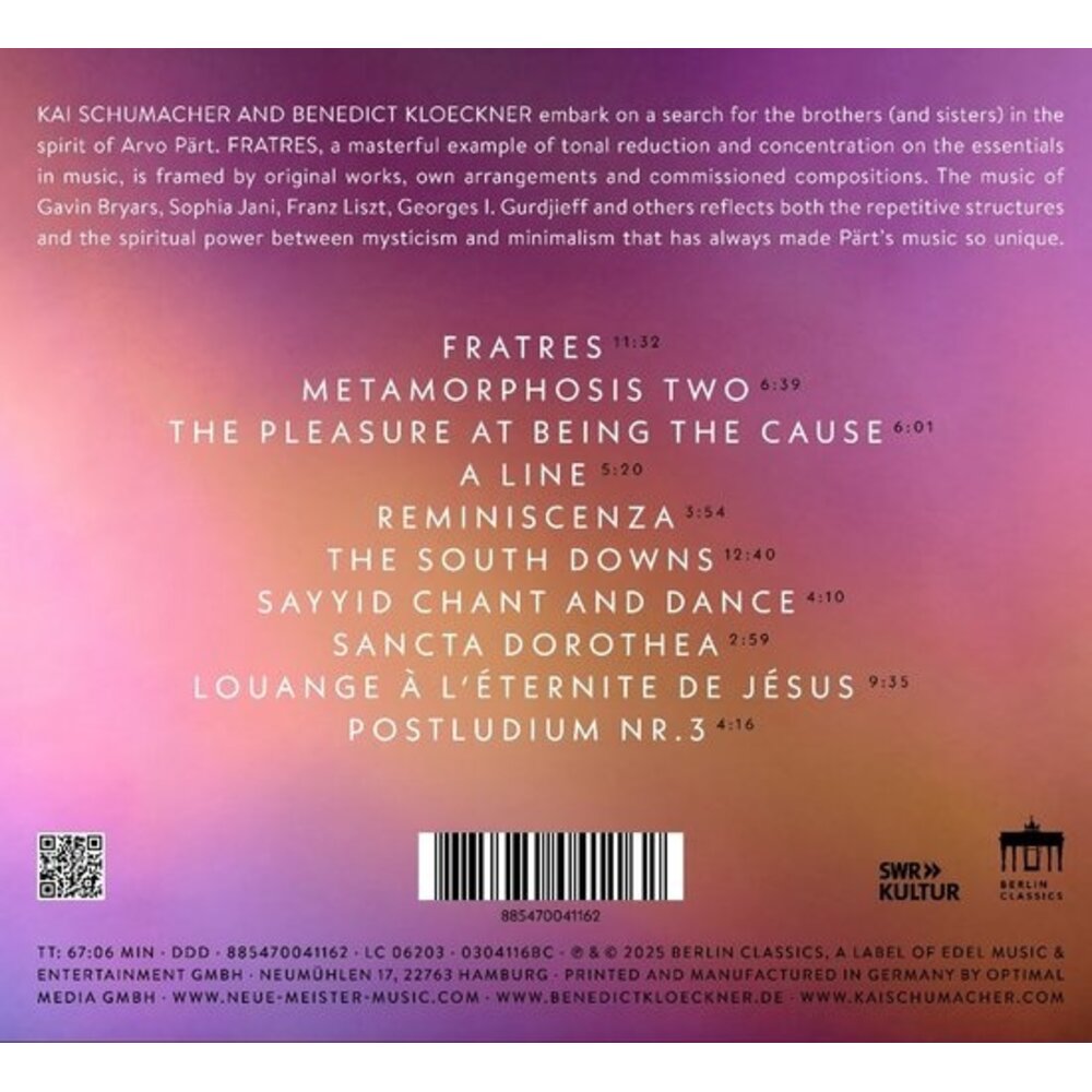 Berlin Classics KLÖCKNER, SCHUMACHER: FRATRES