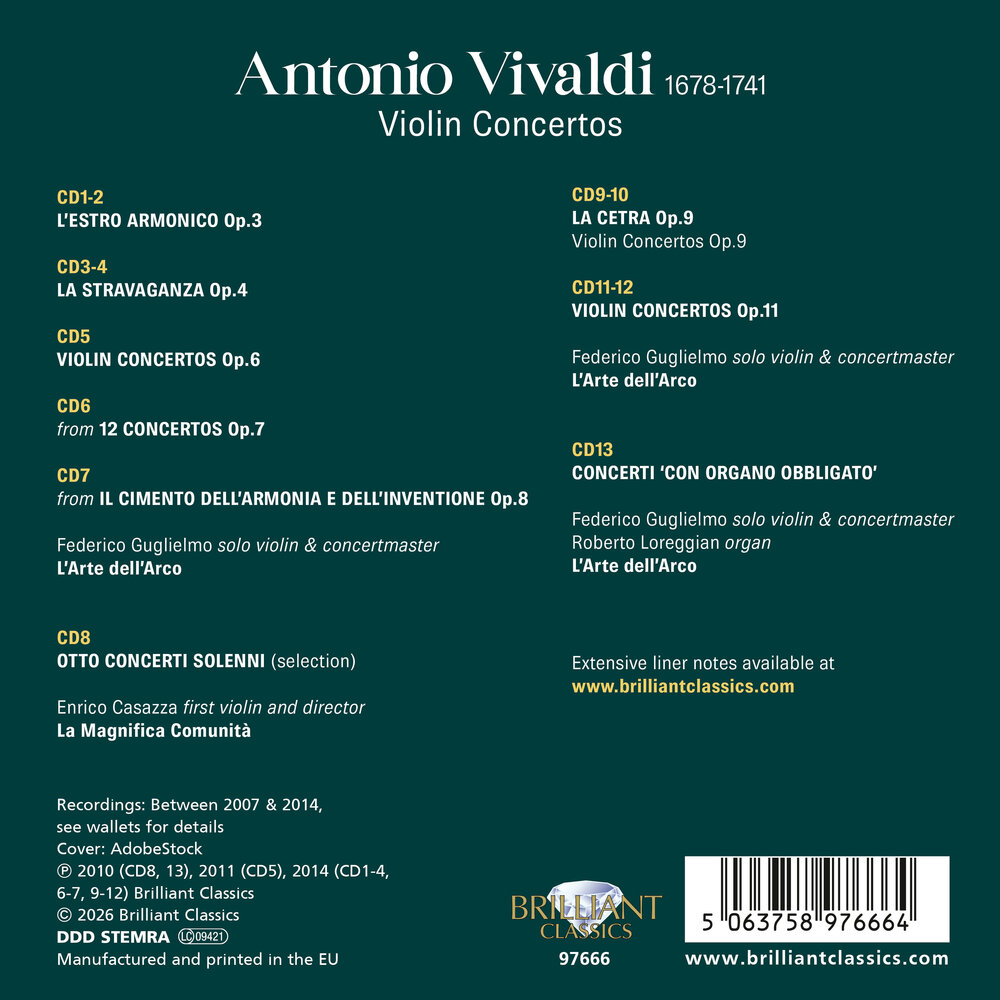 Brilliant Classics VIVALDI: VIOLIN CONCERTOS (BUDGET COLLECTION 13CD)