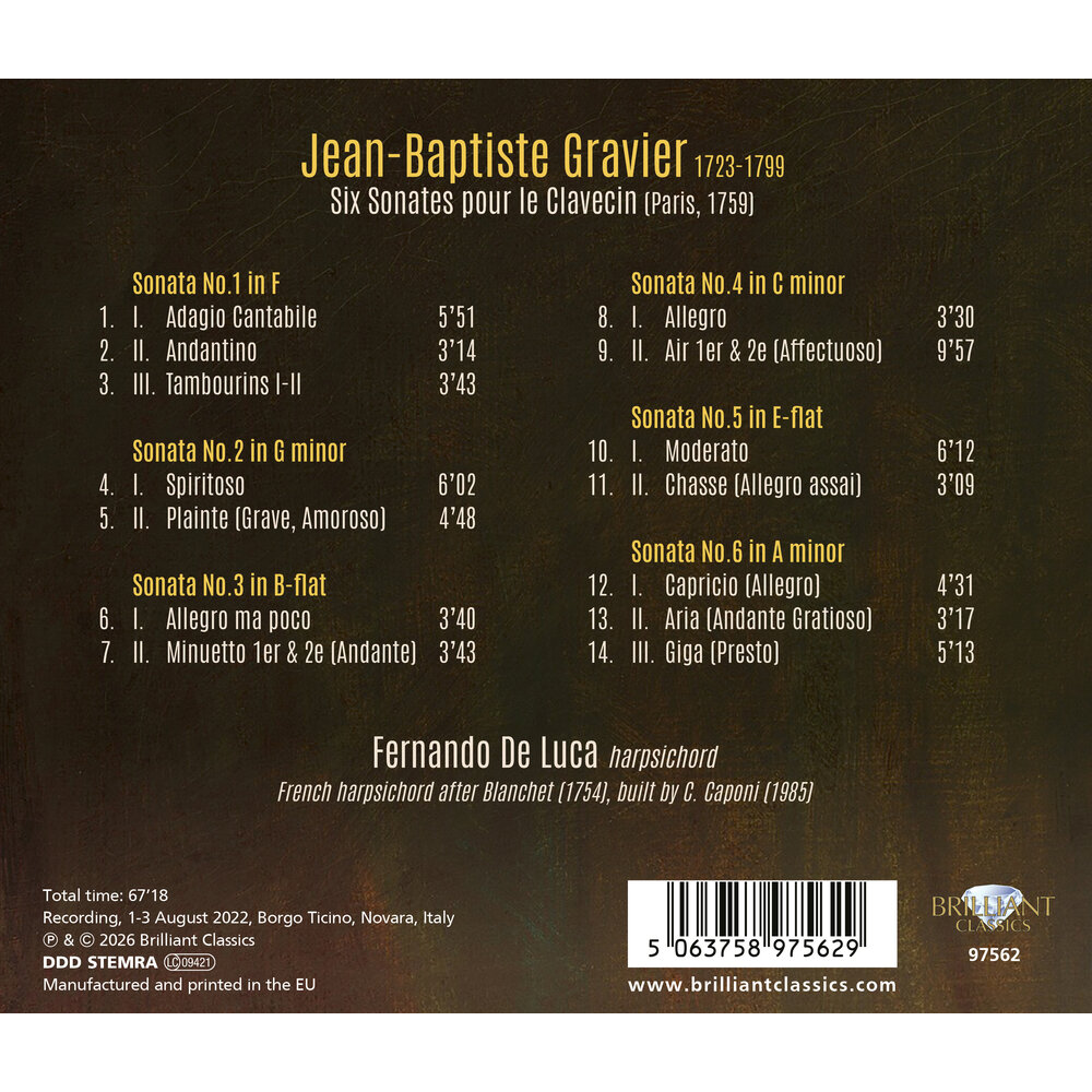 Brilliant Classics GRAVIER: SIX SONATES POUR LE CLAVECIN