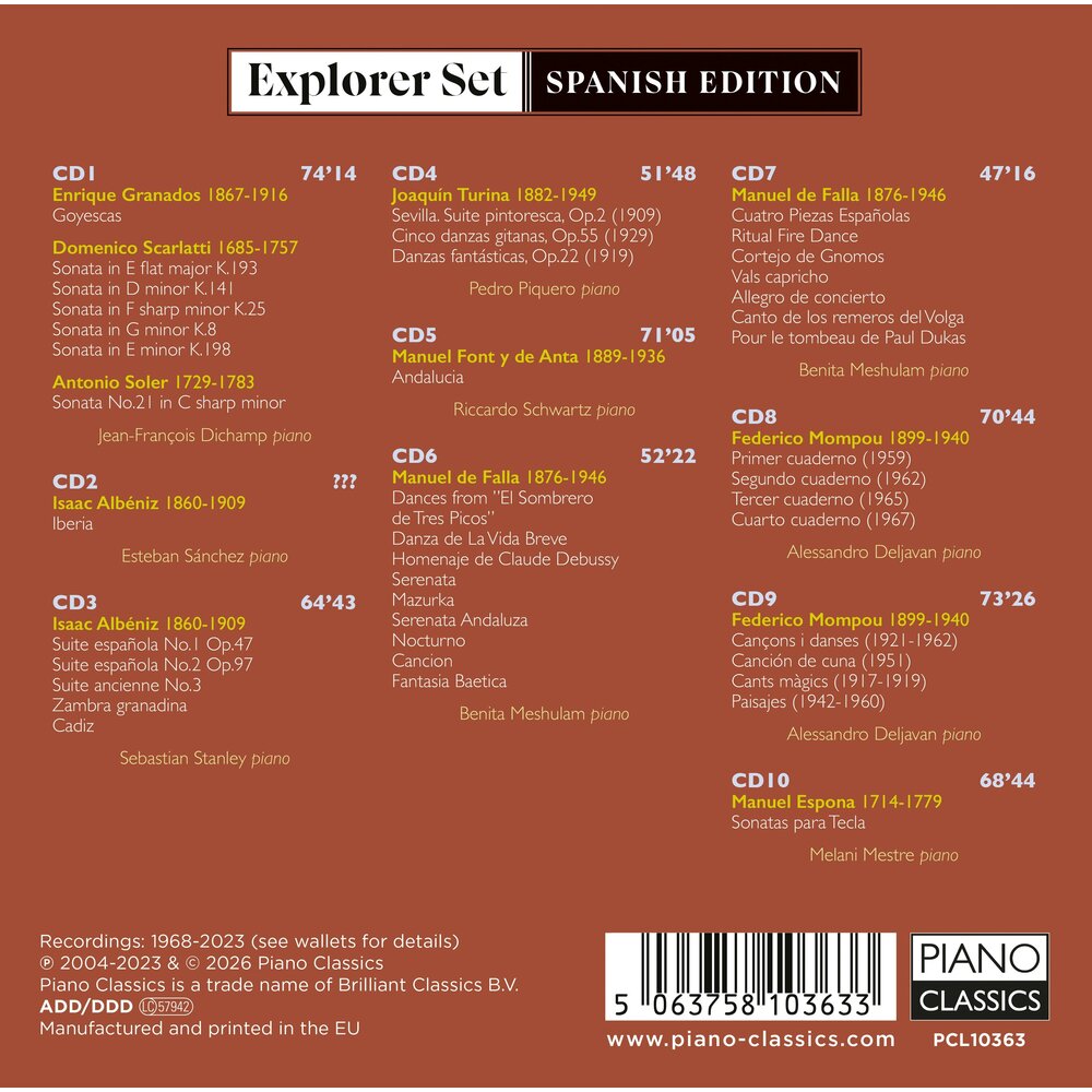 Piano Classics EXPLORER SET: SPANISH EDITION (10CD)