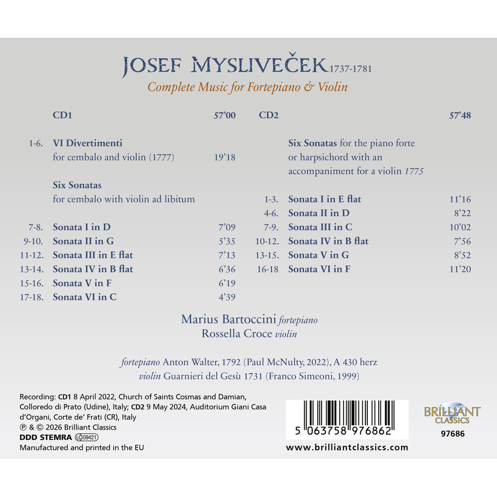 Brilliant Classics MYSLIVEČEK: COMPLETE MUSIC FOR FORTEPIANO & VIOLIN (2CD)