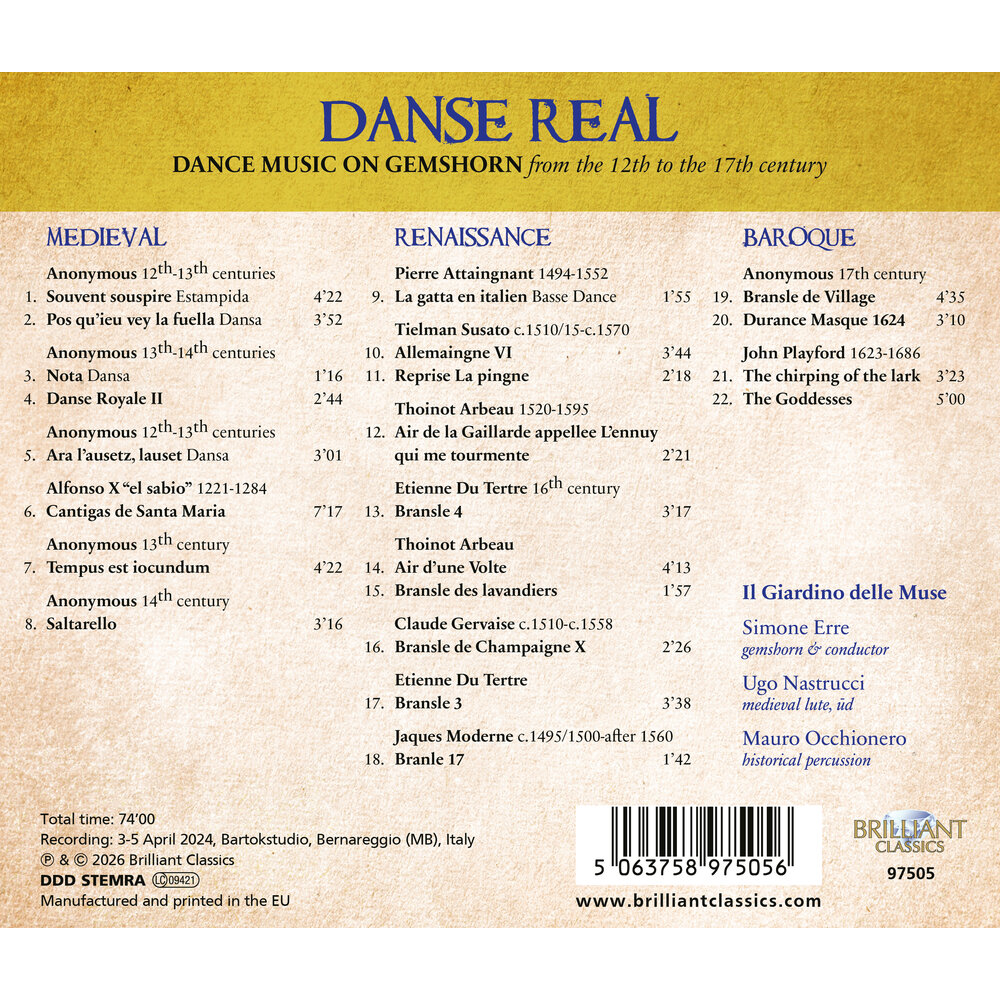Brilliant Classics DANSE REAL: DANCE MUSIC ON GEMSHORN FROM THE 12TH-17TH CENTURIES
