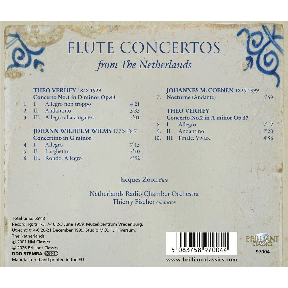 Brilliant Classics FLUTE CONCERTOS FROM THE NETHERLANDS: COENEN, WILMS, VERHEY