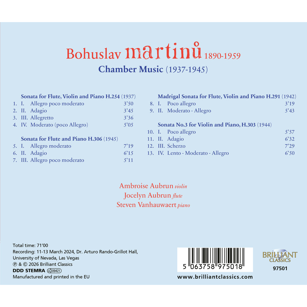 Brilliant Classics MARTINU: CHAMBER MUSIC (1937-1945)