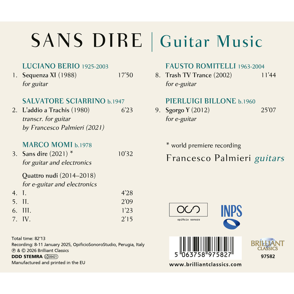 Brilliant Classics SANS DIRE, GUITAR MUSIC