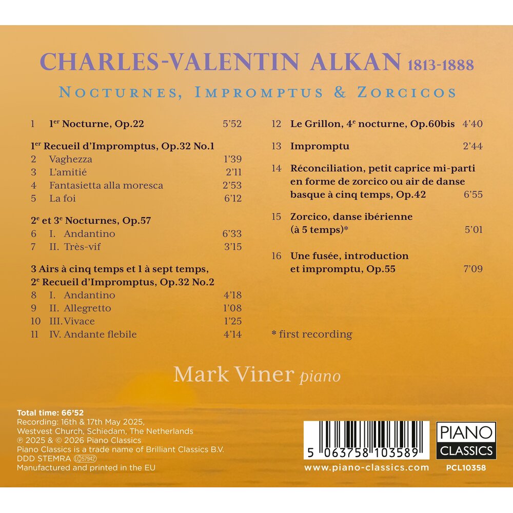 Piano Classics ALKAN: NOCTURNES, IMPROMPTUS & ZORZICOS, VOL.8