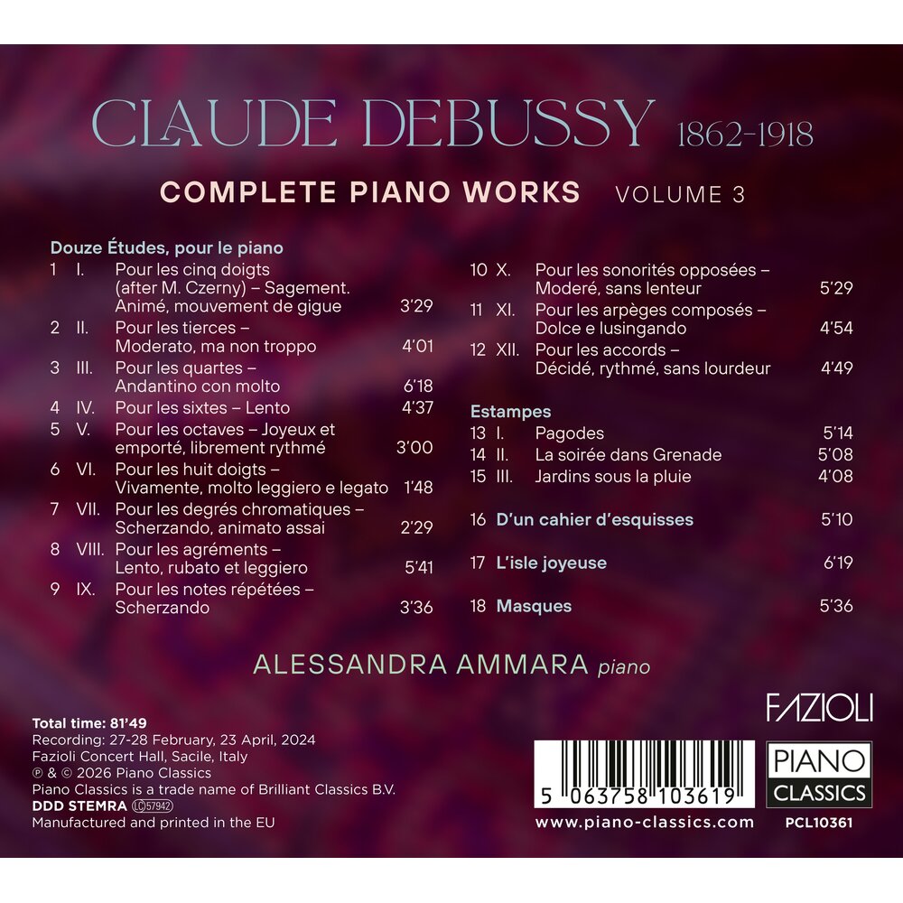 Piano Classics DEBUSSY: COMPLETE PIANO WORKS VOL.3