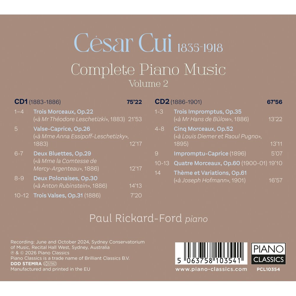Piano Classics CUI: COMPLETE PIANO MUSIC, VOL. 2 (2CD)